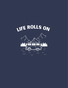 Life Rolls On Navy Women’s Crew Tee